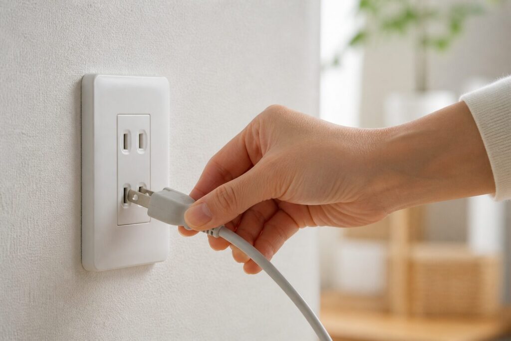 電気の節約でプラグを抜く