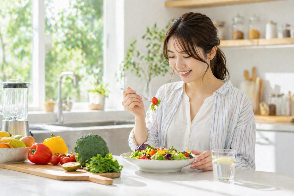 ジャンクフードを控えた健康的な食生活