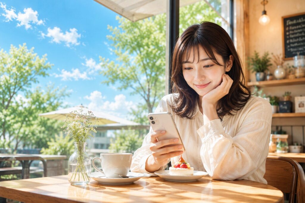 投資の運用状況を確認している様子