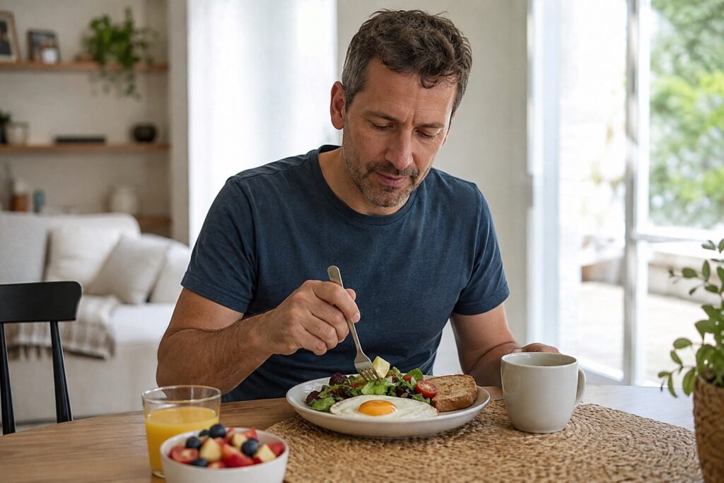 健康的な朝食を食べる