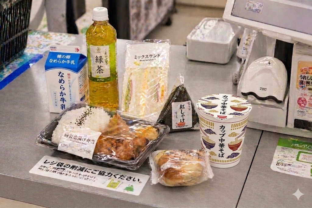 コンビニで商品を購入して会計をする