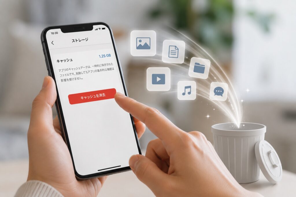 スマホのキャッシュを削除して動作を軽くする