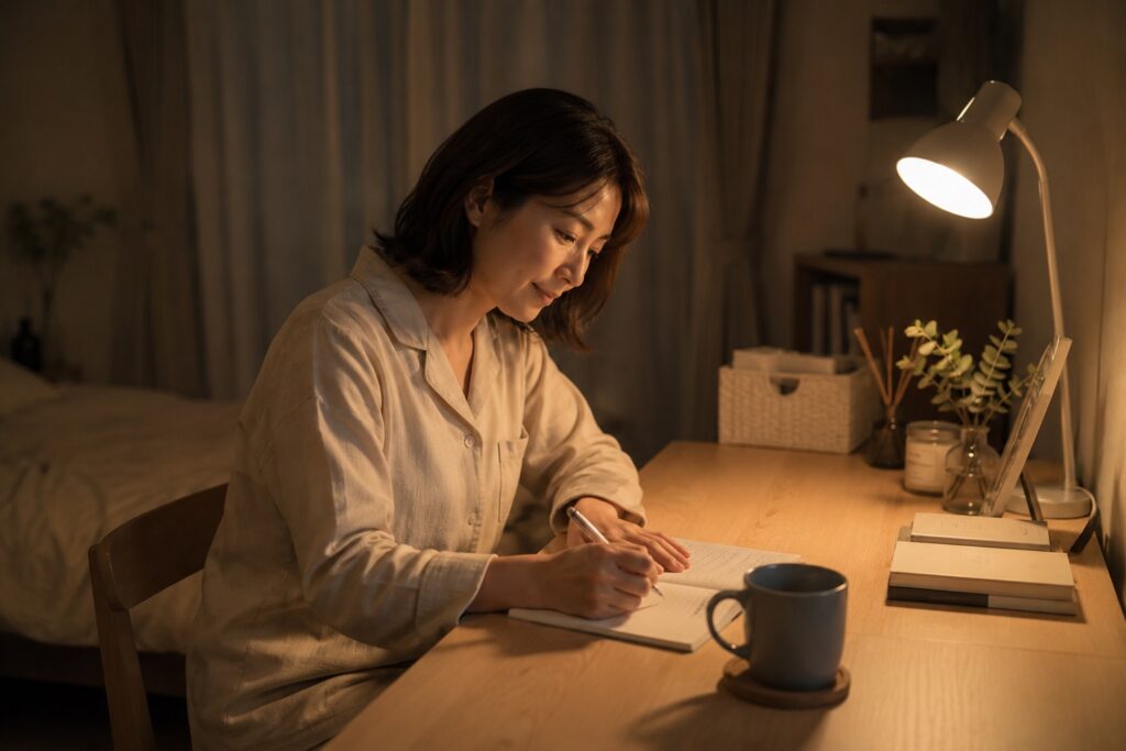 寝る間にスマホを触らずに日記を書く