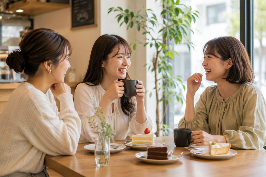 友人たちと楽しい時間を過ごす