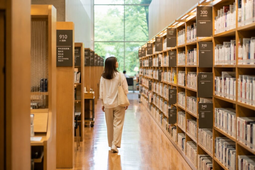 図書館で本を探してみて周る