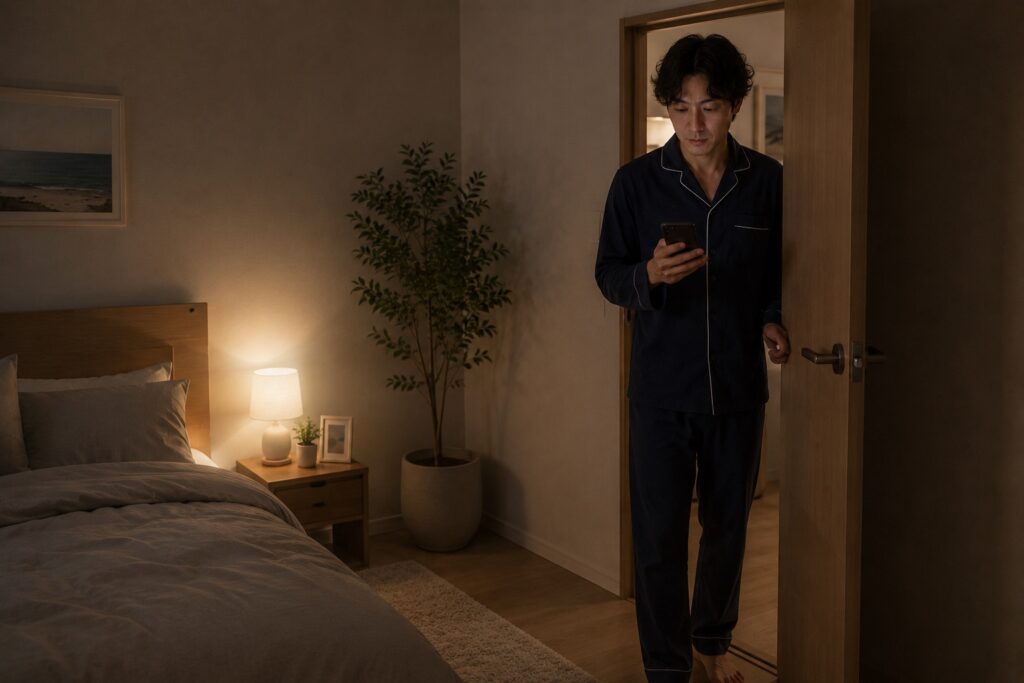 スマホを使いながら寝ようとする