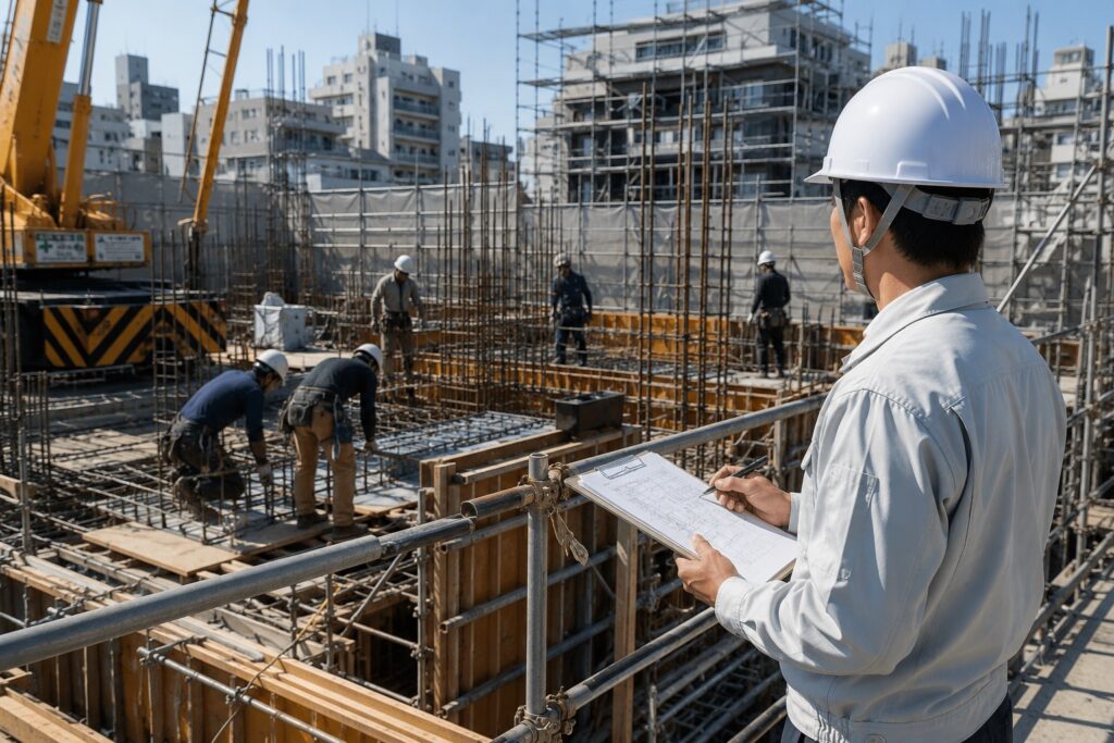 現場で仕事をこなす職人たち